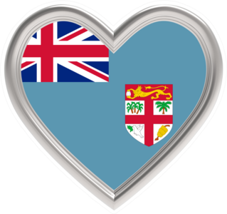 Fiji Flag In Silver Heart Sticker