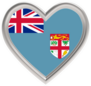 Fiji Flag In Silver Heart Sticker