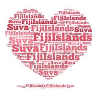 Fiji Island Lettering in Red Heart Sticker
