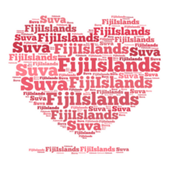 Fiji Island Lettering in Red Heart Sticker