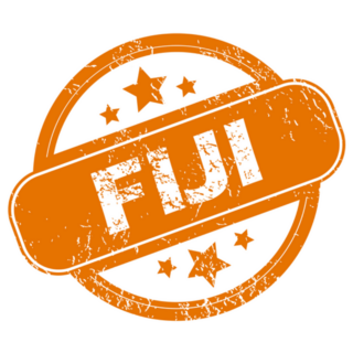 Fiji Orange Grunge Rubber Star Stamp Sticker