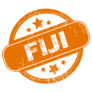 Fiji Orange Grunge Rubber Star Stamp Sticker