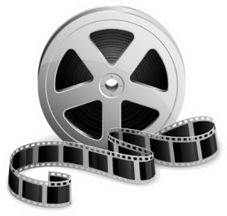 Film Reel And Twisted Cinema Tape Isolated Sticker
