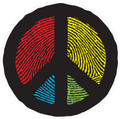 Finger Print Peace Sign Sticker