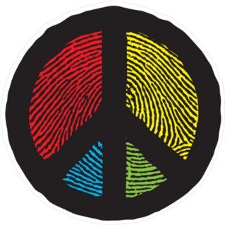 Finger Print Peace Sign Sticker