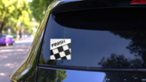 Finish Winning Checkered Sticker on a Rear Car Window (New) example