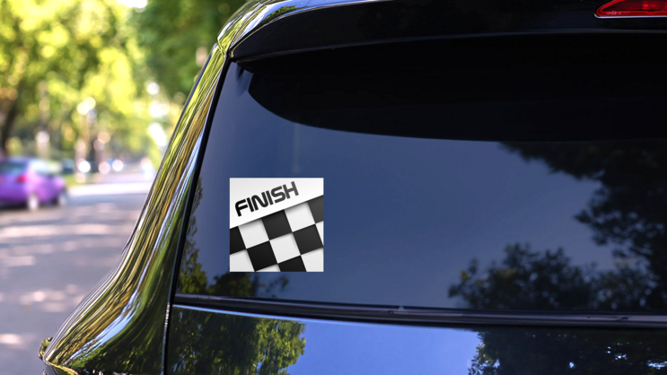 Finish Winning Checkered Sticker on a Rear Car Window (New) example