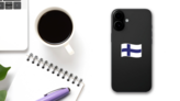 Finland Flag Wave Sticker on a Phone (New) example