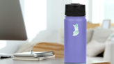 Finland Map Aquamarine Watercolor Sticker  on a Water Bottle (New) example