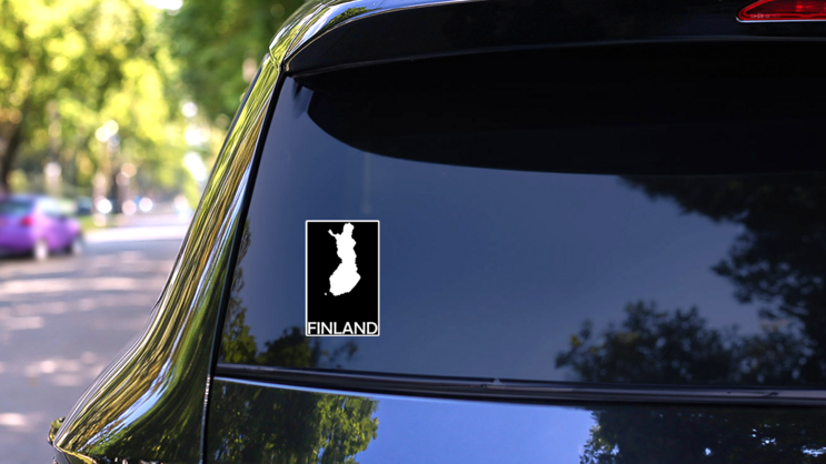 Finland Map In Black Sticker on a Rear Car Window (New) example