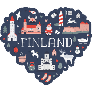 Finland Poster In Heart Shape Sticker