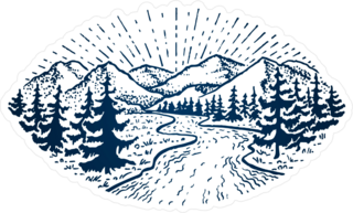 Fir Forest, Mountains, and Sunshine Engraved Sticker
