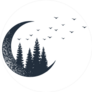 Fir Trees With The Moon Sticker