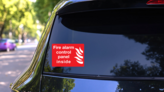 Fire Alarm Control Panel Inside Sign Sticker on a Rear Car Window (New) example