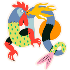 Fire Breath Dragon With Rooster Head Sticker