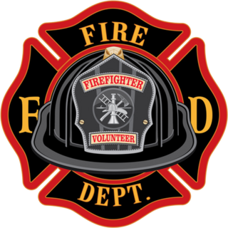 Fire Department Cross Volunteer Black Helmet Sticker