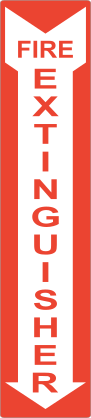 Fire Extinguisher White Arrow Vertical Sign Sticker
