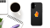 Fire Flame Sticker on a Phone (New) example