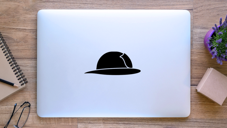 Fire Helmet Icon Sticker on a Laptop (New) example