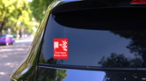 Fire Hose Keep Clear Sign Sticker on a Rear Car Window (New) example