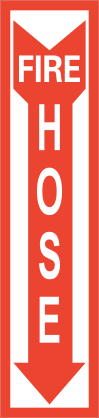 Fire Hose Red Arrow Vertical Sign Sticker