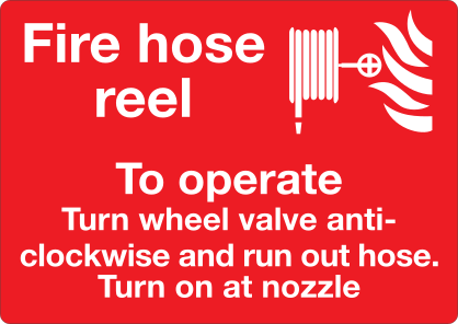 Fire Hose Reel Operation Instructions 1 Sign Sticker