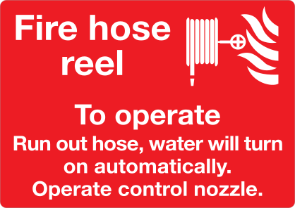 Fire Hose Reel Operation Instructions 2 Sign Sticker