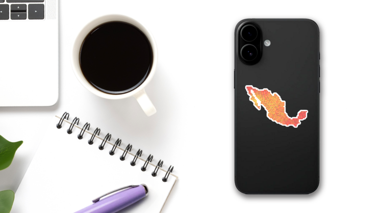 Fire Pixel Mexico Map Sticker on a Phone (New) example