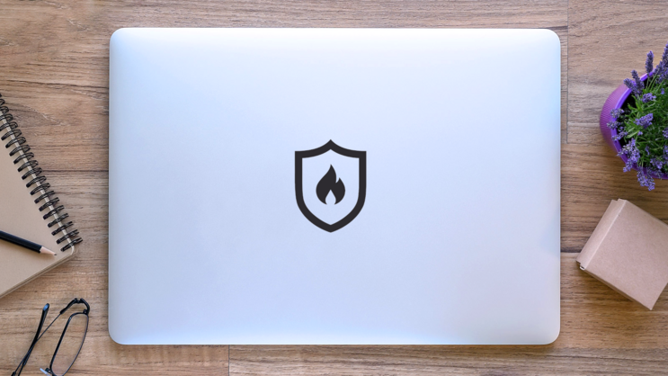 Fire Protection Icon Sticker on a Laptop (New) example