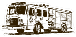 Fire Truck Drawing Sticker