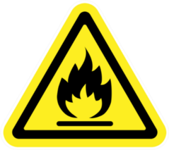Fire Warning Sign In Yellow Triangle Sticker