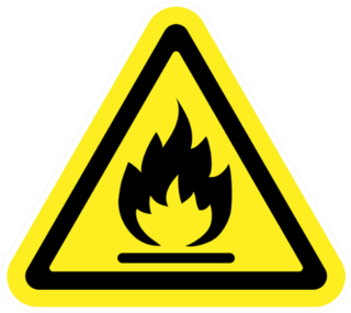 Fire Warning Sign In Yellow Triangle Sticker