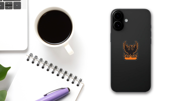 Firebird Mascot Sticker on a Phone (New) example