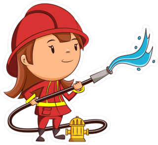 Firefighter Girl With Hose Sticker
