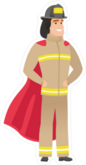 Firefighter In Red Superhero Cape Sticker