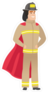 Firefighter In Red Superhero Cape Sticker