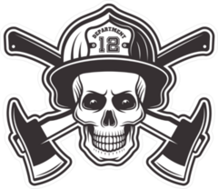 Firefighter Skull In Helmet Sticker