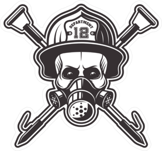 Firefighter Skull In Mask Sticker