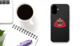 Firefighter Volunteer Helmet Illustration Sticker on a Phone (New) example
