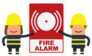 Firefighters Showing A Fire Alarm Sticker