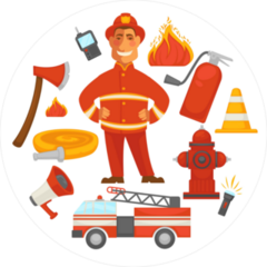 Firefighting Elements Circle Sticker