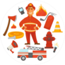 Firefighting Elements Circle Sticker