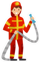 Fireman In Uniform With Hose Sticker