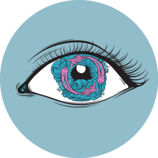 Fish And Waves In Pupil Hand Drawn Sticker