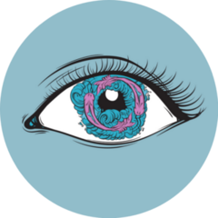 Fish And Waves In Pupil Hand Drawn Sticker