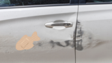 Fish Band Aid Bandage Sticker on a Scratched Car example