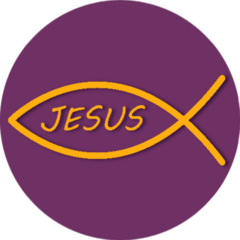 Fish Jesus Symbol Yellow Ichthus On Purple Sticker
