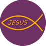 Fish Jesus Symbol Yellow Ichthus On Purple Sticker