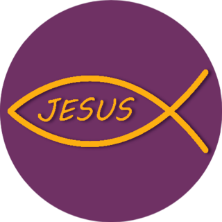 Fish Jesus Symbol Yellow Ichthus On Purple Sticker