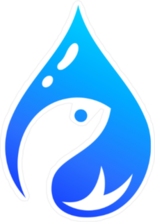 Fish On Water Drop Logo Sticker